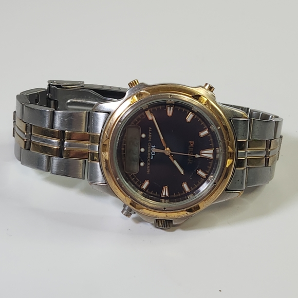 Vintage Pulsar Watch Blue and Gold Alarm Chronograph Watch - Picture 3 of 12
